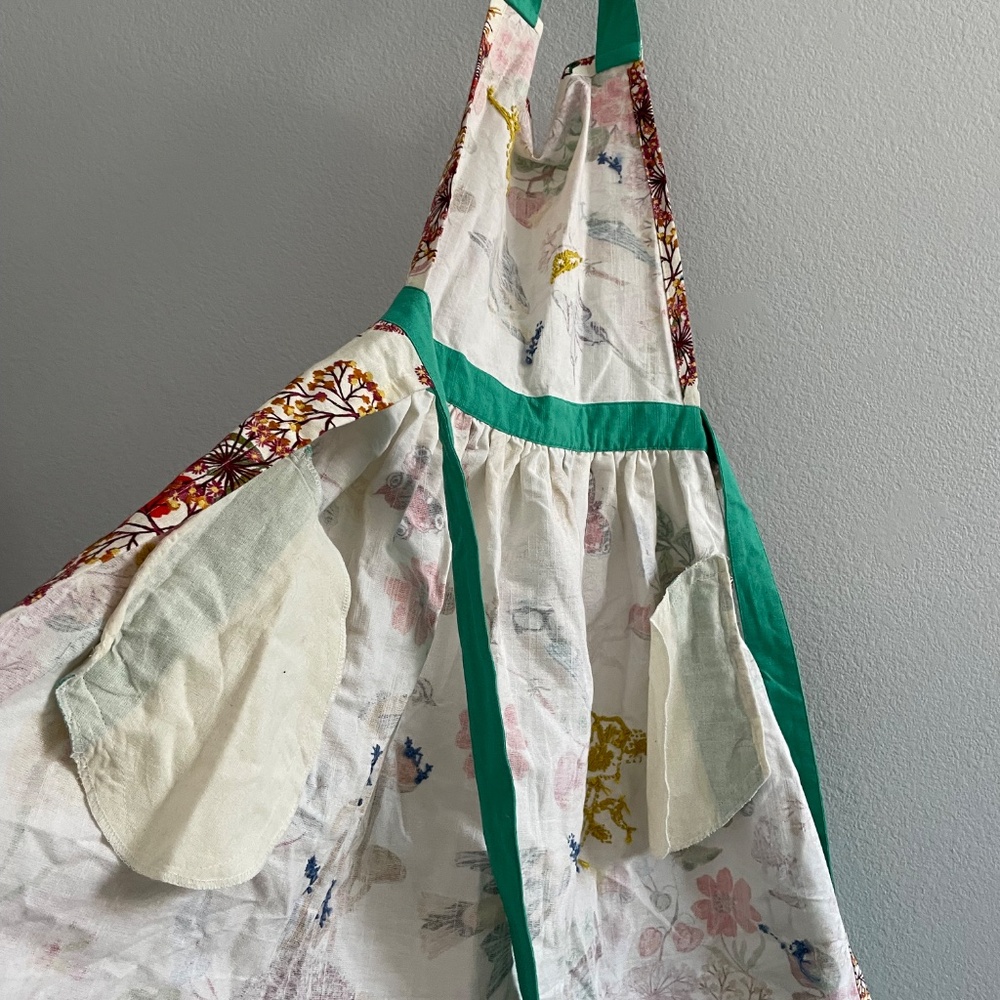 Anthropologie Nathalie Lete Embroidered Apron Woodland Animals Owl Mushrooms - Picture 8 of 10